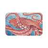 Giant Pacific Octopus Red Vintage Map Watercolor Art Bath Mat 34 × 21 Home Decor