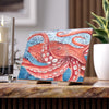 Giant Pacific Octopus Vintage Map Red Watercolor Art Ceramic Photo Tile 6 × 8 / Glossy Home Decor