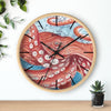 Giant Pacific Octopus Watercolor Vintage Map Art Wall Clock Wooden / Black 10 Home Decor