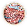 Giant Pacific Octopus Watercolor Vintage Map Art Wall Clock Wooden / White 10 Home Decor