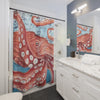 Giant Pacific Red Octopus Tentacles Watercolor Vintage Map Shower Curtain Home Decor