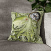 Green Octopus Compass Vintage Map Art Spun Polyester Square Pillow Case 14 × Home Decor
