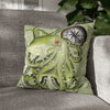 Green Octopus Compass Vintage Map Art Spun Polyester Square Pillow Case 16 × Home Decor