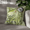 Green Octopus Compass Vintage Map Art Spun Polyester Square Pillow Case 18 × Home Decor