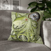 Green Octopus Compass Vintage Map Art Spun Polyester Square Pillow Case 20 × Home Decor