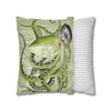 Green Octopus Compass Vintage Map Art Spun Polyester Square Pillow Case Home Decor