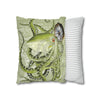 Green Octopus Compass Vintage Map Art Spun Polyester Square Pillow Case Home Decor