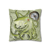 Green Octopus Compass Vintage Map Art Spun Polyester Square Pillow Case Home Decor