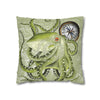 Green Octopus Compass Vintage Map Art Spun Polyester Square Pillow Case Home Decor