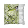 Green Octopus Compass Vintage Map Art Spun Polyester Square Pillow Case Home Decor