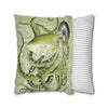 Green Octopus Compass Vintage Map Art Spun Polyester Square Pillow Case Home Decor