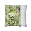 Green Octopus Compass Vintage Map Art Spun Polyester Square Pillow Case Home Decor