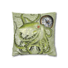 Green Octopus Compass Vintage Map Art Spun Polyester Square Pillow Case Home Decor