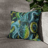 Green Octopus Floral Lace Vintage Dark Watercolor Art Spun Polyester Square Pillow Case 14 × Home