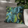 Green Octopus Floral Lace Vintage Dark Watercolor Art Spun Polyester Square Pillow Case 16 × Home
