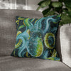 Green Octopus Floral Lace Vintage Dark Watercolor Art Spun Polyester Square Pillow Case 18 × Home