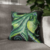 Green Octopus Kraken Tentacles Watercolor Black Ink Art Spun Polyester Square Pillow Case 16 × Home