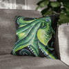 Green Octopus Kraken Tentacles Watercolor Black Ink Art Spun Polyester Square Pillow Case 18 × Home