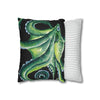 Green Octopus Kraken Tentacles Watercolor Black Ink Art Spun Polyester Square Pillow Case Home Decor