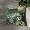 Green Octopus Kraken Tentacles Watercolor Ink Art Spun Polyester Square Pillow Case 14 × Home Decor
