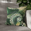 Green Octopus Kraken Tentacles Watercolor Ink Art Spun Polyester Square Pillow Case 16 × Home Decor