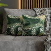 Green Octopus Kraken Tentacles Watercolor Ink Art Spun Polyester Square Pillow Case Home Decor