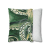 Green Octopus Kraken Tentacles Watercolor Ink Art Spun Polyester Square Pillow Case Home Decor