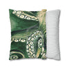 Green Octopus Kraken Tentacles Watercolor Ink Art Spun Polyester Square Pillow Case Home Decor