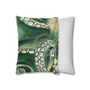 Green Octopus Kraken Tentacles Watercolor Ink Art Spun Polyester Square Pillow Case Home Decor