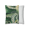 Green Octopus Kraken Tentacles Watercolor Ink Art Spun Polyester Square Pillow Case Home Decor