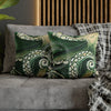 Green Octopus Kraken Tentacles Watercolor Ink Art Spun Polyester Square Pillow Case Home Decor