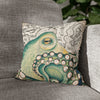 Green Octopus Kraken Vintage Map Art Spun Polyester Square Pillow Case 14 × Home Decor