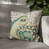 Green Octopus Kraken Vintage Map Art Spun Polyester Square Pillow Case 16 × Home Decor