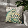 Green Octopus Kraken Vintage Map Art Spun Polyester Square Pillow Case 20 × Home Decor