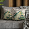 Green Octopus Kraken Vintage Map Art Spun Polyester Square Pillow Case Home Decor