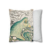 Green Octopus Kraken Vintage Map Art Spun Polyester Square Pillow Case Home Decor
