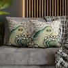 Green Octopus Kraken Vintage Map Art Spun Polyester Square Pillow Case Home Decor