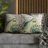 Green Octopus Kraken Vintage Map Art Spun Polyester Square Pillow Case Home Decor