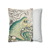 Green Octopus Kraken Vintage Map Art Spun Polyester Square Pillow Case Home Decor