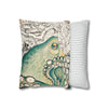 Green Octopus Kraken Vintage Map Art Spun Polyester Square Pillow Case Home Decor