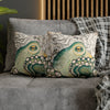 Green Octopus Kraken Vintage Map Art Spun Polyester Square Pillow Case Home Decor