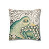 Green Octopus Kraken Vintage Map Art Spun Polyester Square Pillow Case Home Decor