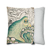 Green Octopus Kraken Vintage Map Art Spun Polyester Square Pillow Case Home Decor