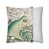 Green Octopus Kraken Vintage Map Art Spun Polyester Square Pillow Case Home Decor