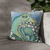 Green Octopus Kraken Watercolor Art Spun Polyester Square Pillow Case 14 × Home Decor