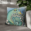 Green Octopus Kraken Watercolor Art Spun Polyester Square Pillow Case 18 × Home Decor