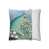 Green Octopus Kraken Watercolor Art Spun Polyester Square Pillow Case Home Decor