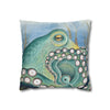 Green Octopus Kraken Watercolor Art Spun Polyester Square Pillow Case Home Decor