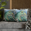 Green Octopus Kraken Watercolor Art Spun Polyester Square Pillow Case Home Decor