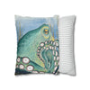 Green Octopus Kraken Watercolor Art Spun Polyester Square Pillow Case Home Decor